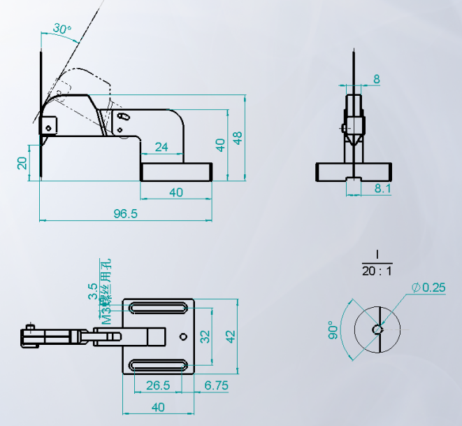 垂直可调角度光纤夹具 F-OPF006(图1)