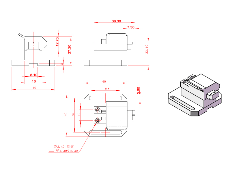光纤夹具 精密耦合夹具 开合式单纤夹具组件 F(图5)